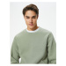 Koton Crew Neck Sweatshirt Long Sleeve Raised