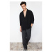 Trendyol Black Oversize Fit Open Collar Summer Linen Look Shirt