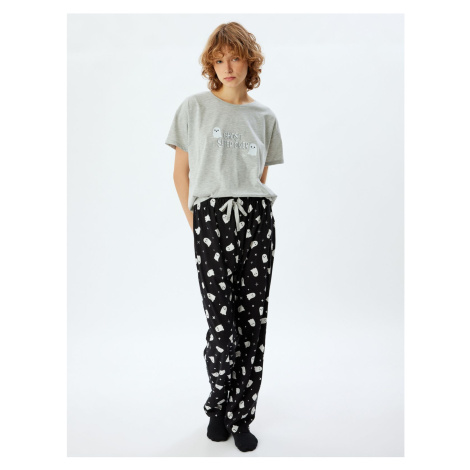 Koton Pajama Set Printed Short Sleeve T-Shirt and Bottoms