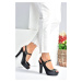 Fox Shoes Women's Black/Black Platform Heeled Evening Shoes