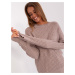 Dark beige women's classic sweater with patterns