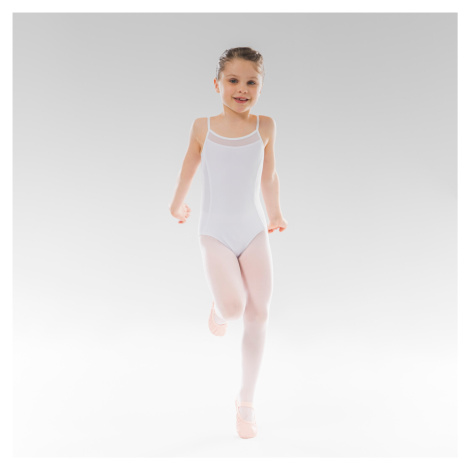 Dievčenský baletný trikot na ramienka biely