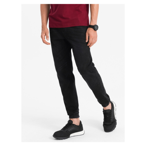 Ombre Men's denim jogger pants - black