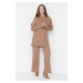 Trendyol Camel Slit Detailed Cardigan-Pants Knitwear Suit