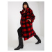 Black and red lady's oversize fur coat