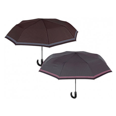 PERLETTI® Pánsky automatický skladací dáždnik hnedý (modrý pásik), 26011