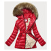 Lesklá červená zimná bunda s mechovitým kožušinkou (W674)