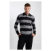 DEFACTO Standard Fit Striped Polo Neck Sweater