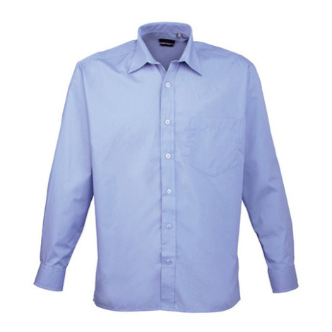 Premier Workwear Pánska košeľa s dlhým rukávom PR200 Midblue -ca. Pantone 2718