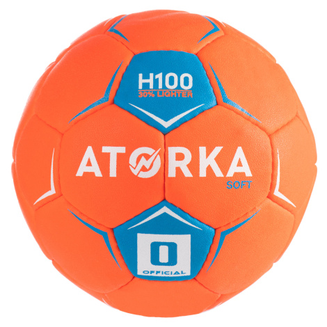 Detská lopta na hádzanú H100 soft T0 oranžovo-modrá ATORKA