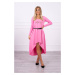 Dress with decorative belt and inscription light pink