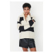 Trendyol Stone Wide Pattern Soft Texture Zippered Knitwear Sweater