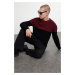 Trendyol Black Slim Crew Neck Color Blocked Knitwear Sweater