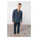 Vamp - Elegantné pánske dvojdielne pyžamo 17603 - Vamp tmavě modrá - vzor