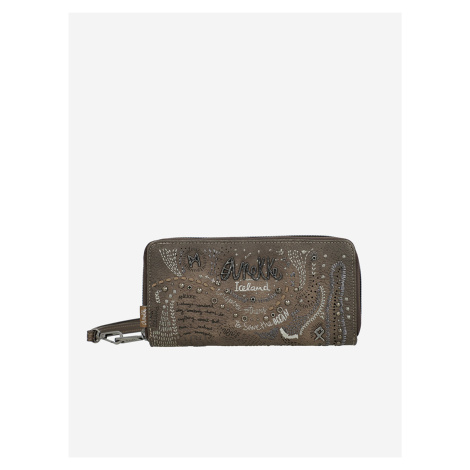 Hnedá dámska vzorovaná malá peňaženka s ozdobnými detailmi Anekke Iceland Rune