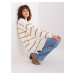 Ecru-brown oversized women's sweater