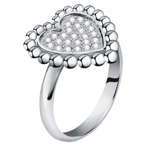 Morellato Romantický oceľový prsteň s čírymi kryštálmi Dolcevita SAUA14 52 mm
