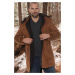 PLT8399 DEWBERRY SUEDE LOOK MEN'S COAT-PLAIN CAMEL