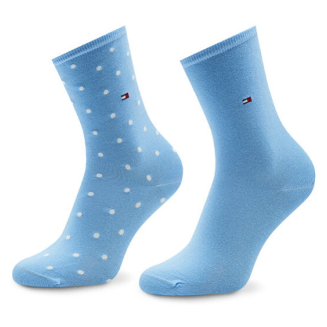 Tommy Hilfiger Súprava 2 párov vysokých dámskych ponožiek 100001493 Modrá