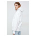 Bavlnená mikina Calvin Klein Jeans dámska, biela farba, s kapucňou, s potlačou