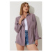 Happiness İstanbul Women's Lilac Oversize Linen Ayrobin Shirt