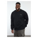 Trendyol Black Crew Neck Oversize/Wide Cut Polar Fleece Inside Plus Size Sweatshirt