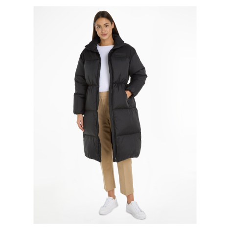 Čierny dámsky prešívaný kabát Tommy Hilfiger New York Puffer Maxi