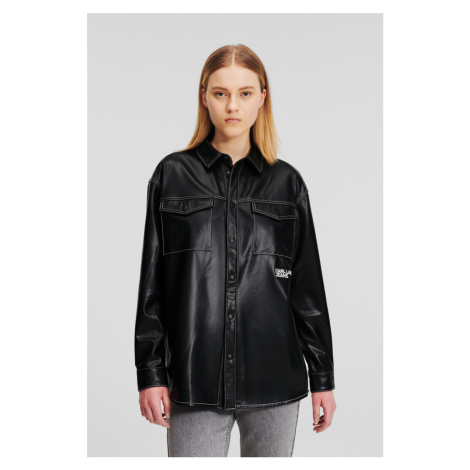 Košeľa Karl Lagerfeld Jeans Klj Faux Leather Overshirt Black