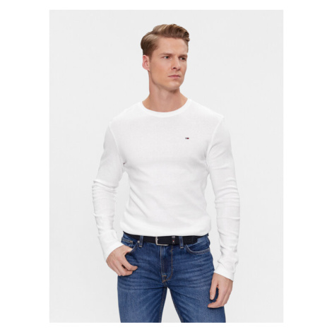 Tommy Jeans S dlhými rukávmi DM0DM04409 Biela Slim Fit Tommy Hilfiger