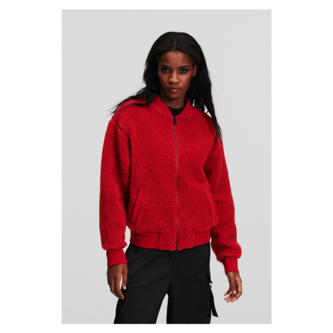 Mikina Karl Lagerfeld Teddy Zip Up Chili Pepper