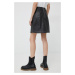 Kožená sukňa PS Paul Smith čierna farba, mini, áčkový strih