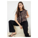 Trendyol Brown Regular Leopard Patterned Double Sided Double Face Woven Vest