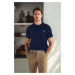 Trendyol Navy Blue Regular/Normal Cut 100% Cotton Embroidered Polo Neck T-shirt