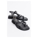 LuviShoes ANTAS Black Genuine Leather Women Sandals