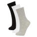 DEFACTO Women's 3-Piece Cotton Long Socks