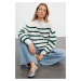 Trendyol Cream Wide Pattern Striped Knitwear Sweater