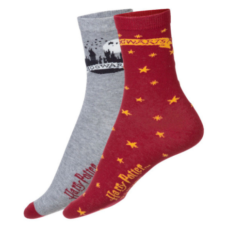 Dámske ponožky Harry Potter, 2 páry (Rokfort sivá/červená)
