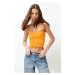 Trendyol Orange Textured Strap Crop Stretchy Knitted Undershirt