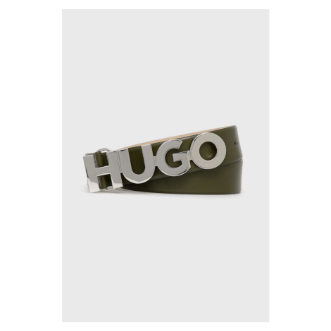 Kožený opasok HUGO dámsky,zelená farba,50470629 Hugo Boss