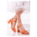 Oranžové sandále na hrubom podpätku Jasmine