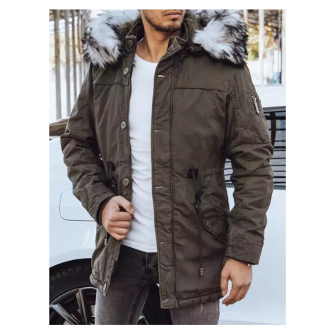 Teplá khaki parka s kožúškom na kapucni TX4285