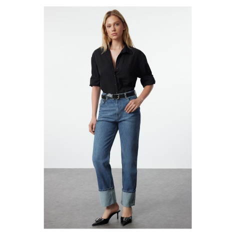 Trendyol Blue Flared Leg High Waist Straight Jeans