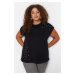 Trendyol Curve Black Crew Neck Stoned 100% Cotton Knitted T-shirt