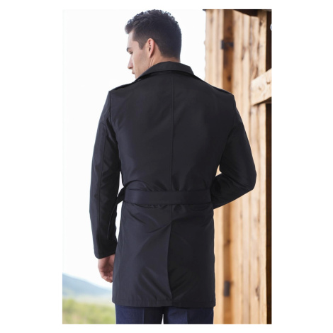 PLT8321 DEWBERRY MEN'S OVERCOAT-PLAIN NAVY BLUE