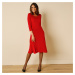 Blancheporte Jednofarebné šaty s výšivkou tmavá červená