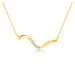 Zlatý 14K náhrdelník - nepravidelná zvlnená línia, číre zirkóniky