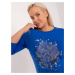 Cobalt blue blouse plus size with print