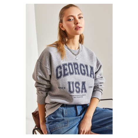 Bianco Lucci Women's Georgia Printed Three Thread Raised Sweatshirt