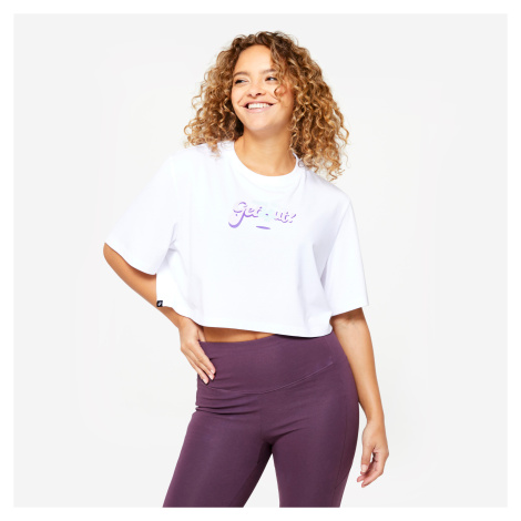 Dámsky crop top – biely DOMYOS