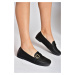 Fox Shoes Black Women's Daily Flats with Buckle Detail.